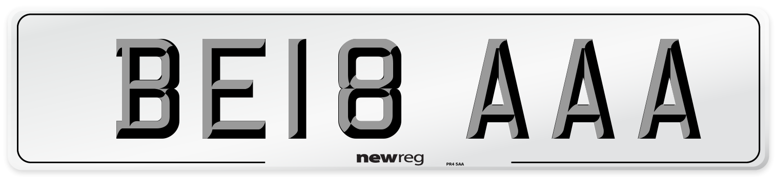 BE18 AAA Number Plate from New Reg